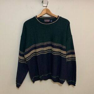 Men’s Roundtree & Yorke Colorblock Sweater, size large, green blue tan